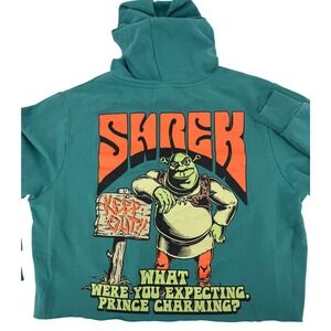 Shrek‎ Graphic Hoodie Teal Green Dreamworks Men's XXL Cut Hem